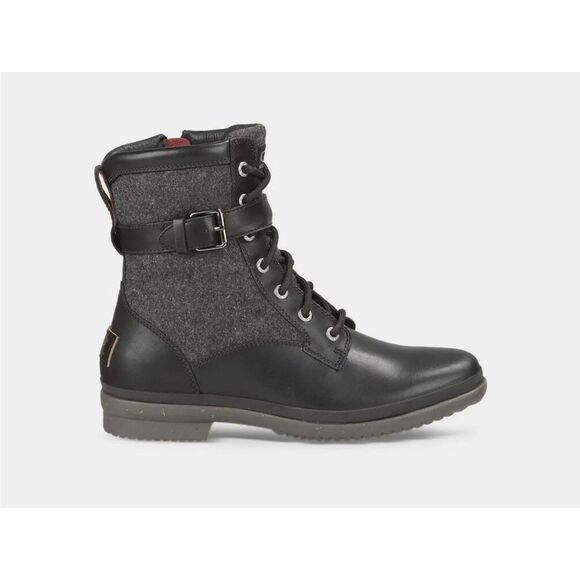 UGG Shoes - UGG Kesey Waterproof Black Leather Combat Boots